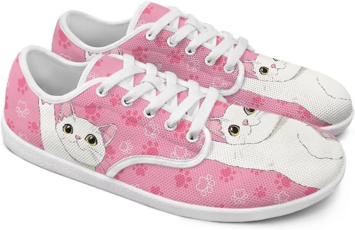 chaqlin Womens Fitness Shoes Non Slip Cat Pattern Low Top Athletic Sneaker Casual Flat Walking Running Tennis Shoe