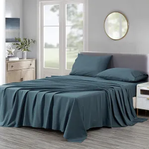 Chezmoi Collection Solid China Blue 250TC 100% Cotton Twill Bed Sheet Set California King Size, 4-Piece Luxury Soft Breathable Smooth 16-Inches Deep Pocket Sheets and Pillowcases Set