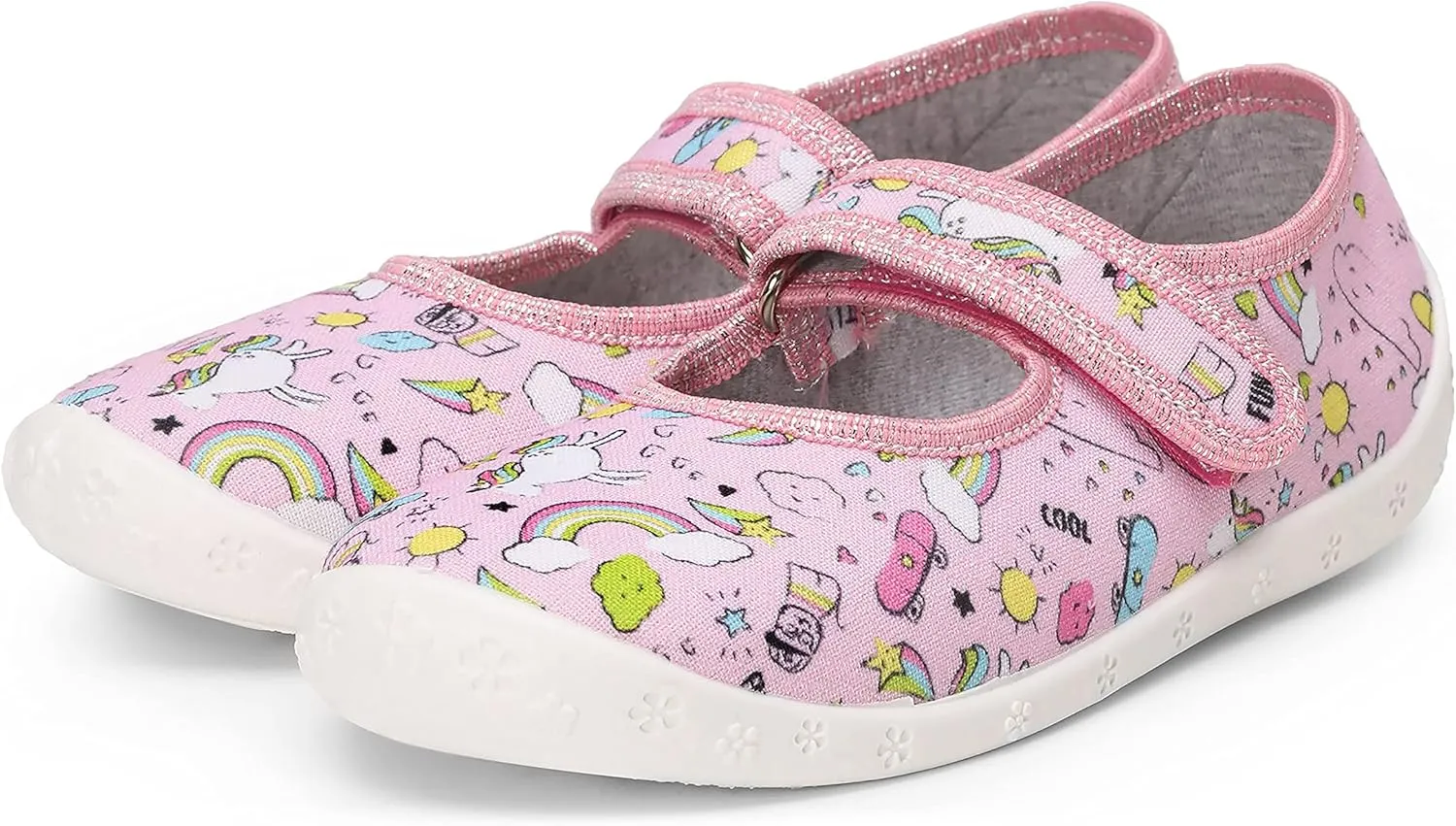 Children's Girls' Slippers with Velcro Fastening, Breathable Children's Slippers for School, Nursery and Home LARW007