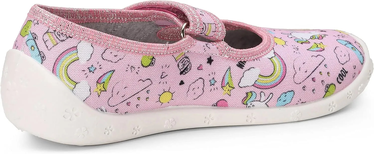 Children's Girls' Slippers with Velcro Fastening, Breathable Children's Slippers for School, Nursery and Home LARW007
