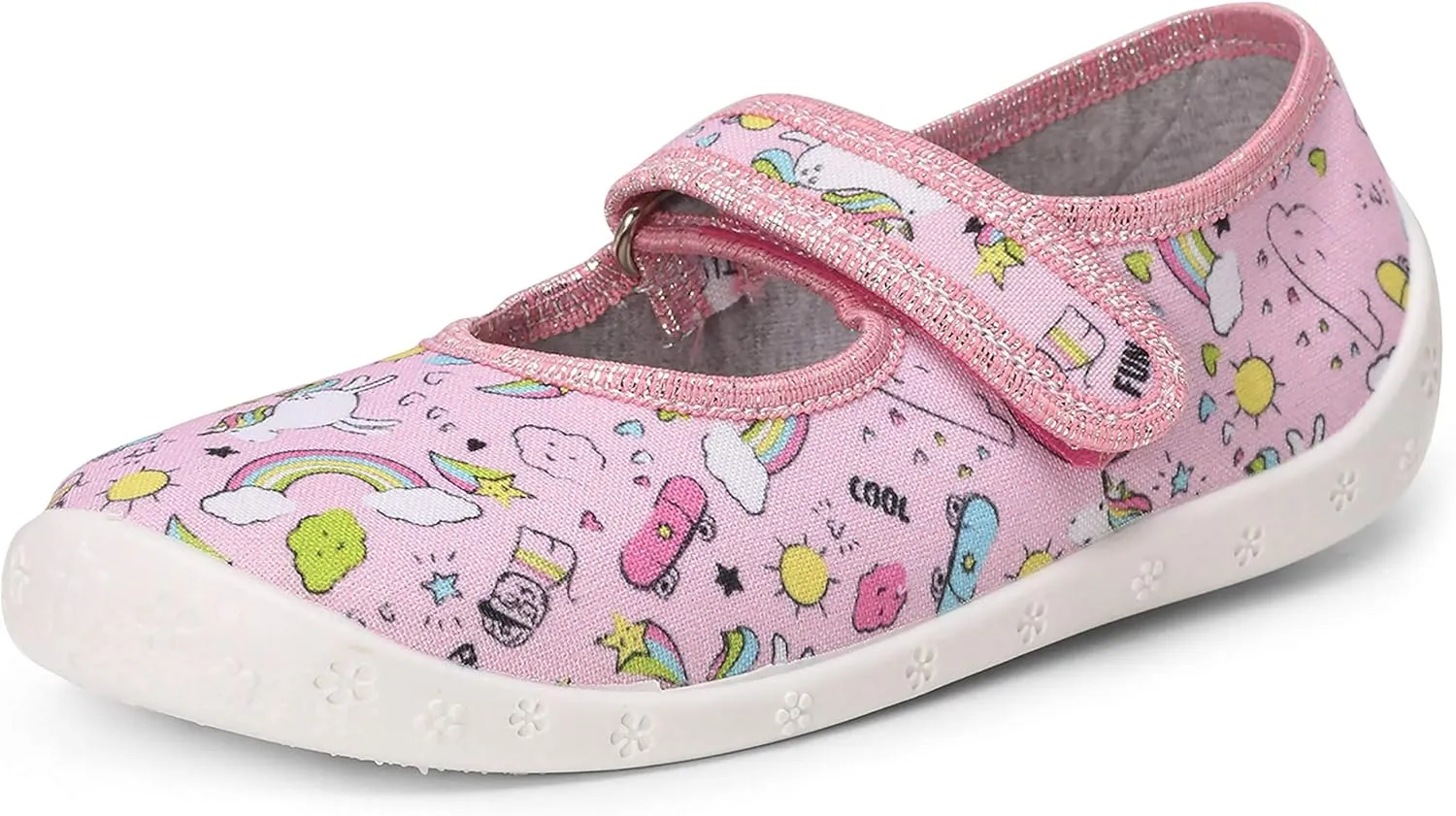 Children's Girls' Slippers with Velcro Fastening, Breathable Children's Slippers for School, Nursery and Home LARW007