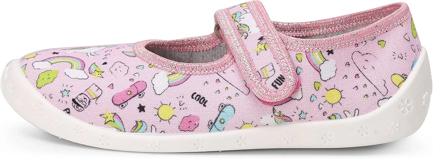 Children's Girls' Slippers with Velcro Fastening, Breathable Children's Slippers for School, Nursery and Home LARW007