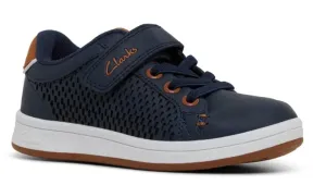 Clarcks Kids Dane Junior Navy Tan Shoes