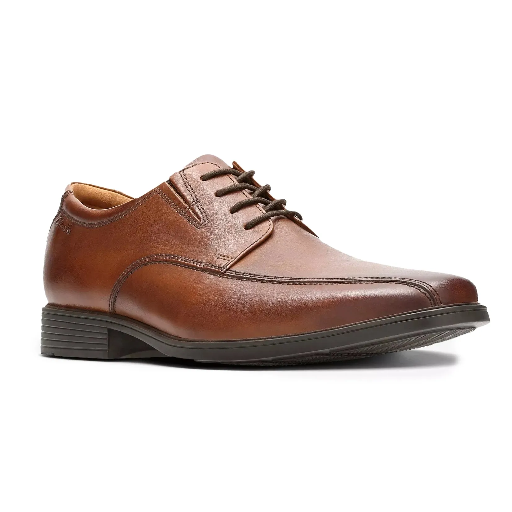 Clarks Tilden Walk Leather Dress Shoes Dark Tan