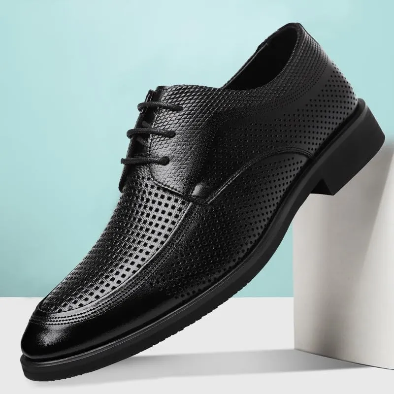 Classic Men's Leather Dress Shoes Mens Breathable Comfortable Business Oxford Shoes Non-Slip Softsole Walking Derby Shoes for Men