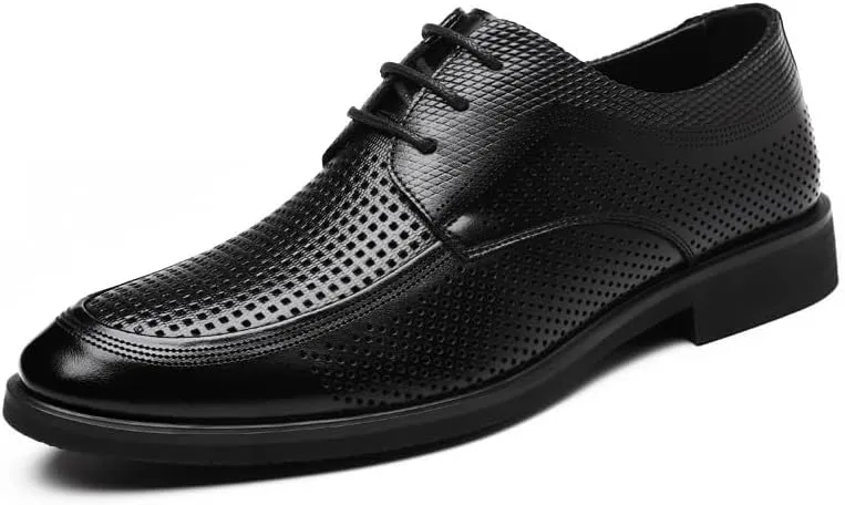 Classic Men's Leather Dress Shoes Mens Breathable Comfortable Business Oxford Shoes Non-Slip Softsole Walking Derby Shoes for Men