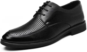 Classic Men's Leather Dress Shoes Mens Breathable Comfortable Business Oxford Shoes Non-Slip Softsole Walking Derby Shoes for Men