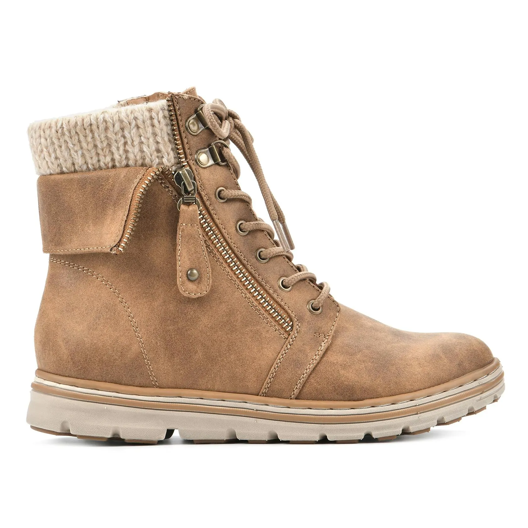 CLIFFS BY WHITE MOUNTAIN Women's Kaylee Boot, Tan/Fabric/Sweater, 10 M