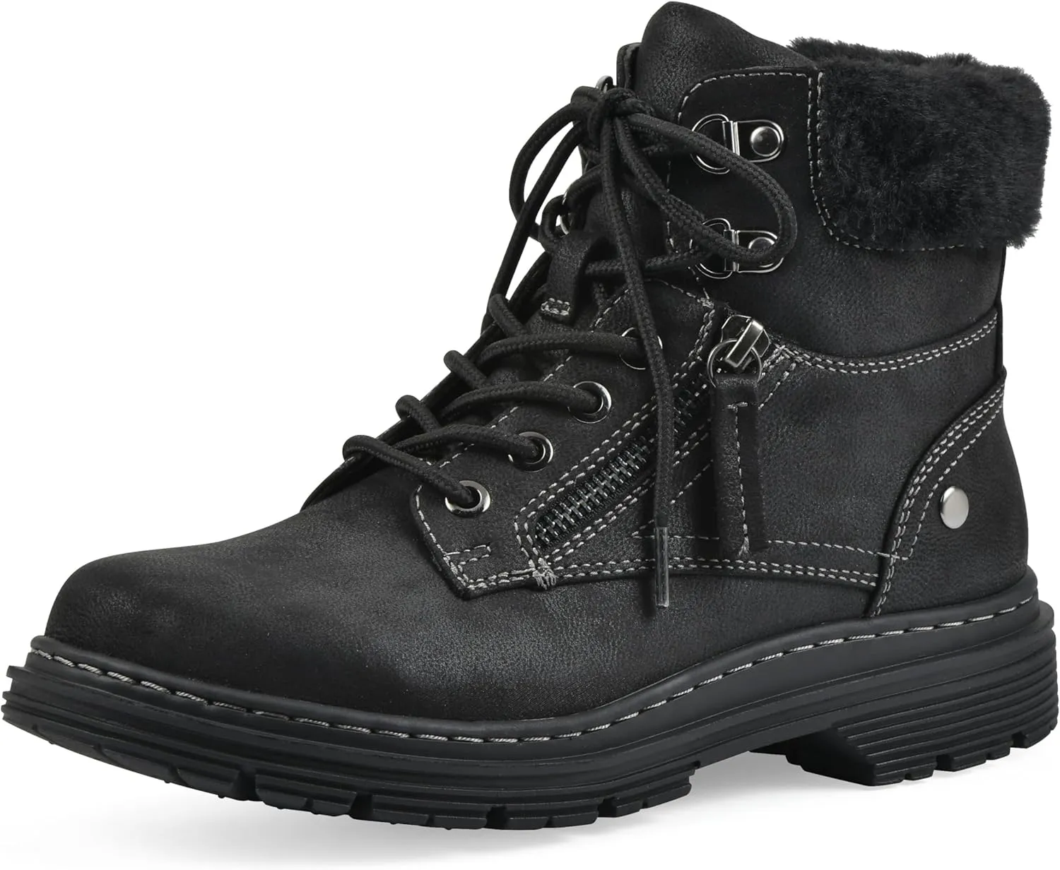 CLIFFS BY WHITE MOUNTAIN Women's Powell Cushioned Lace-Up City Hiker Ankle Bootie