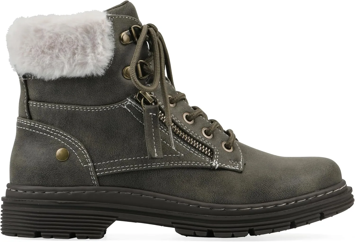CLIFFS BY WHITE MOUNTAIN Women's Powell Cushioned Lace-Up City Hiker Ankle Bootie