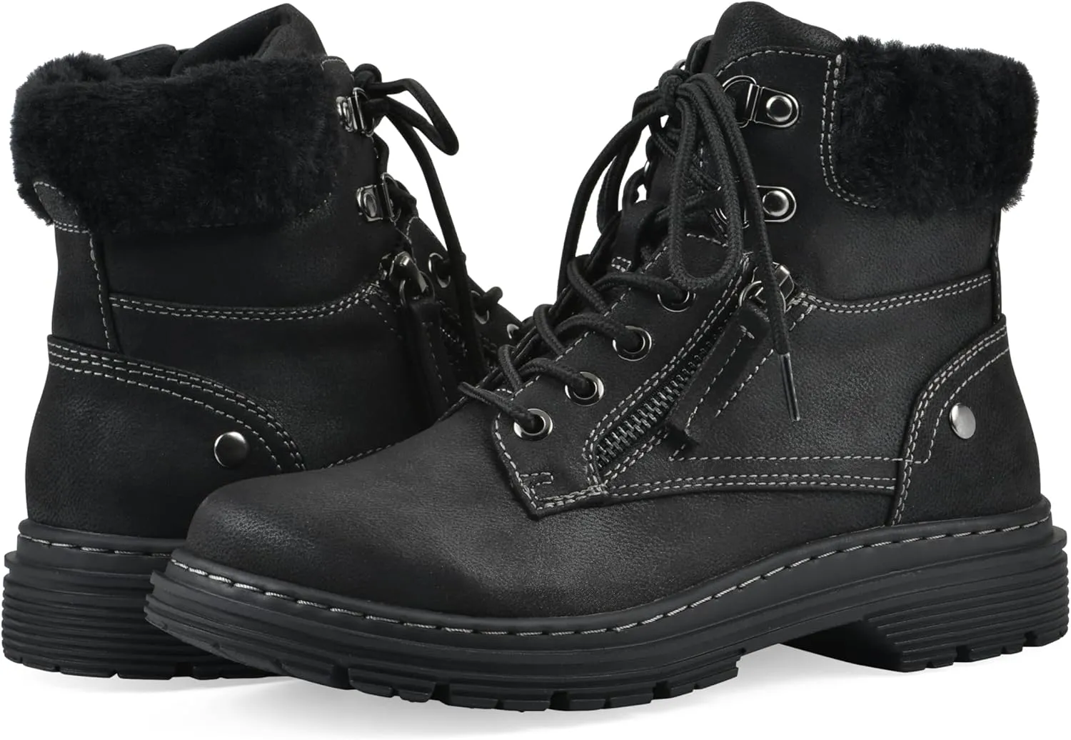 CLIFFS BY WHITE MOUNTAIN Women's Powell Cushioned Lace-Up City Hiker Ankle Bootie