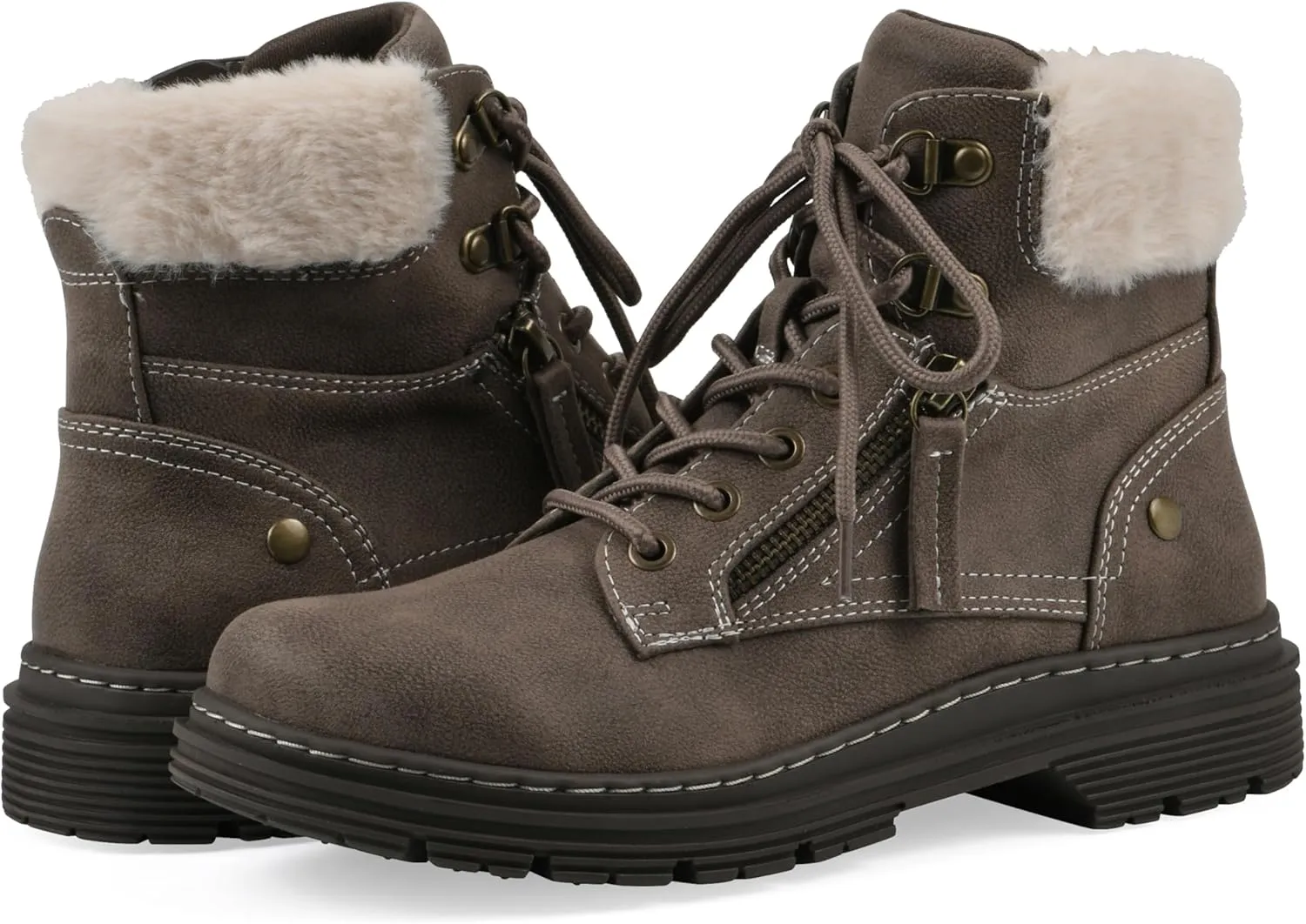 CLIFFS BY WHITE MOUNTAIN Women's Powell Cushioned Lace-Up City Hiker Ankle Bootie