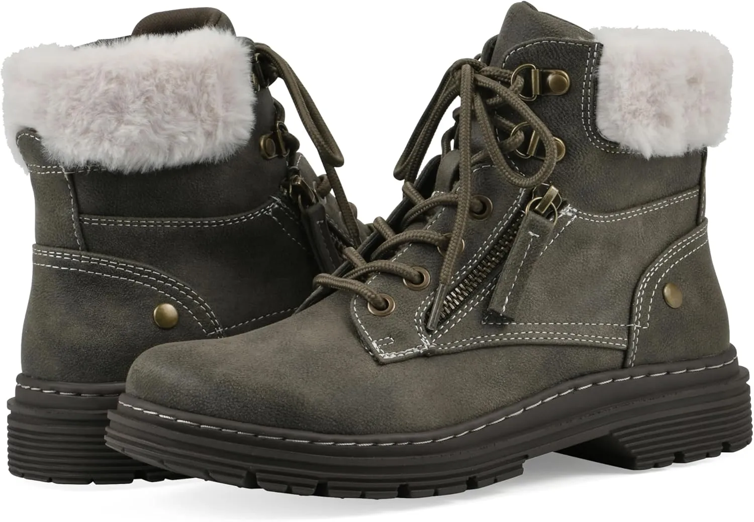 CLIFFS BY WHITE MOUNTAIN Women's Powell Cushioned Lace-Up City Hiker Ankle Bootie