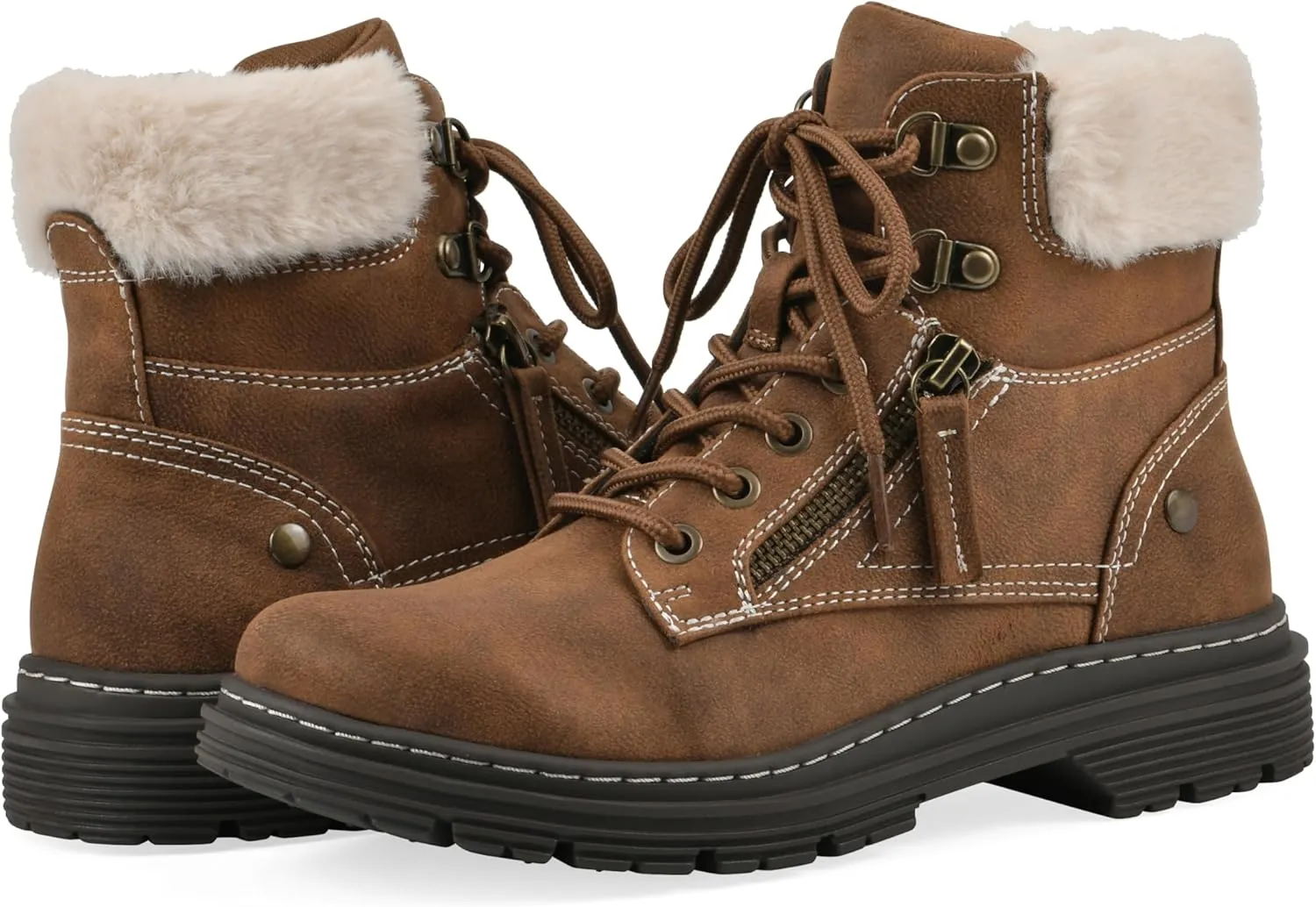 CLIFFS BY WHITE MOUNTAIN Women's Powell Cushioned Lace-Up City Hiker Ankle Bootie