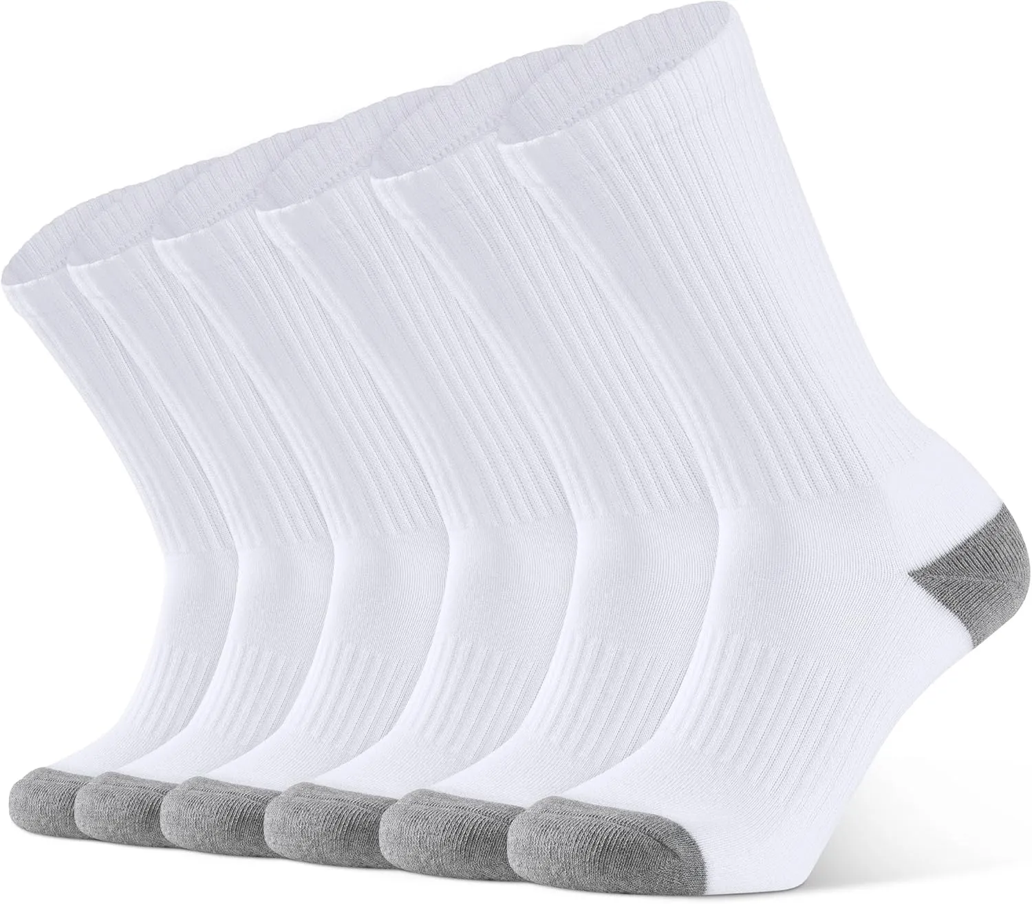 CLOSEMATE Mens Athletic Cushioned Crew Socks 6 Pairs Cotton Breathable for Work Training Sports