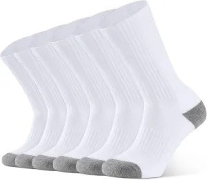 CLOSEMATE Mens Athletic Cushioned Crew Socks 6 Pairs Cotton Breathable for Work Training Sports