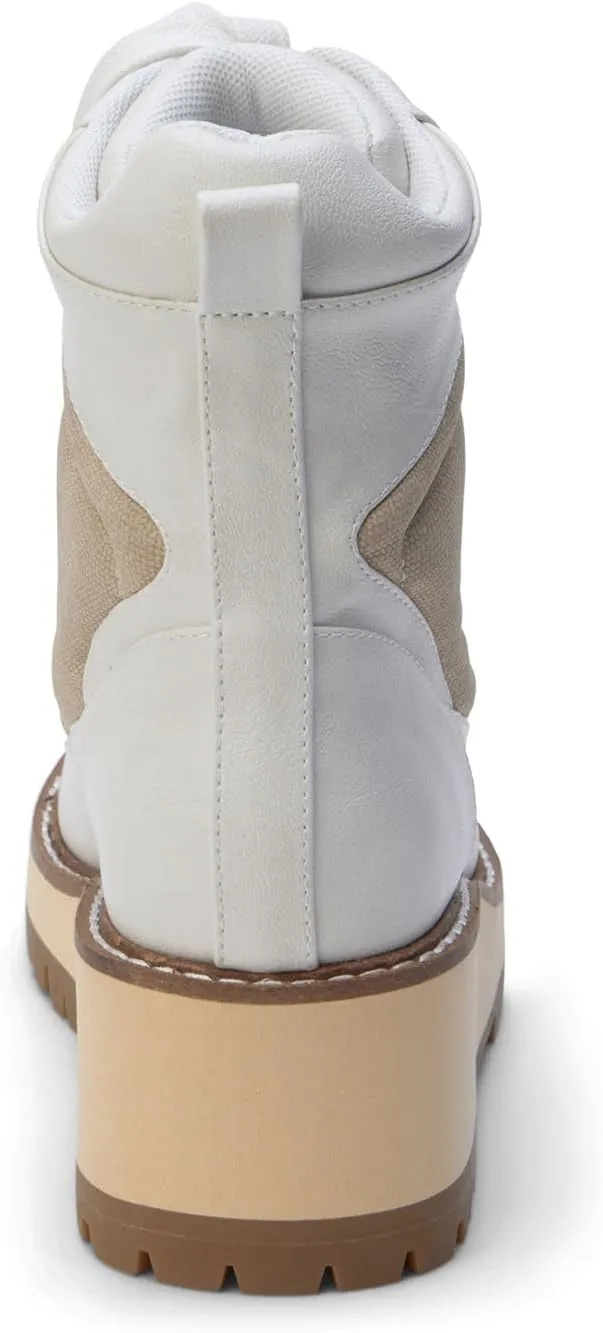 Coconuts by Matisse Womens Summit Round Toe Lace Up Hiking Casual Boots Ankle Low Heel 1-2" - White