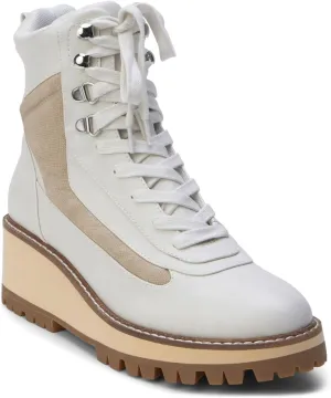 Coconuts by Matisse Womens Summit Round Toe Lace Up Hiking Casual Boots Ankle Low Heel 1-2" - White
