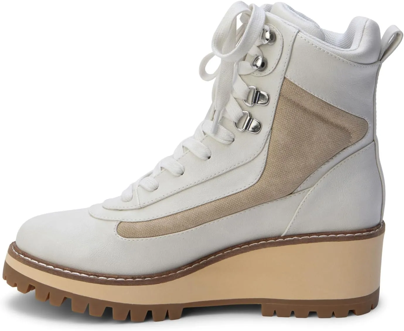 Coconuts by Matisse Womens Summit Round Toe Lace Up Hiking Casual Boots Ankle Low Heel 1-2" - White