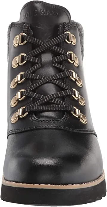 Cole Haan mens Nantucket Rugged Waterproof Hiker Bootie Hiking Boot, Black Wp Leather/Black Rustic Wool, 9 US