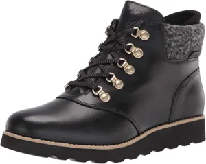 Cole Haan mens Nantucket Rugged Waterproof Hiker Bootie Hiking Boot, Black Wp Leather/Black Rustic Wool, 9 US