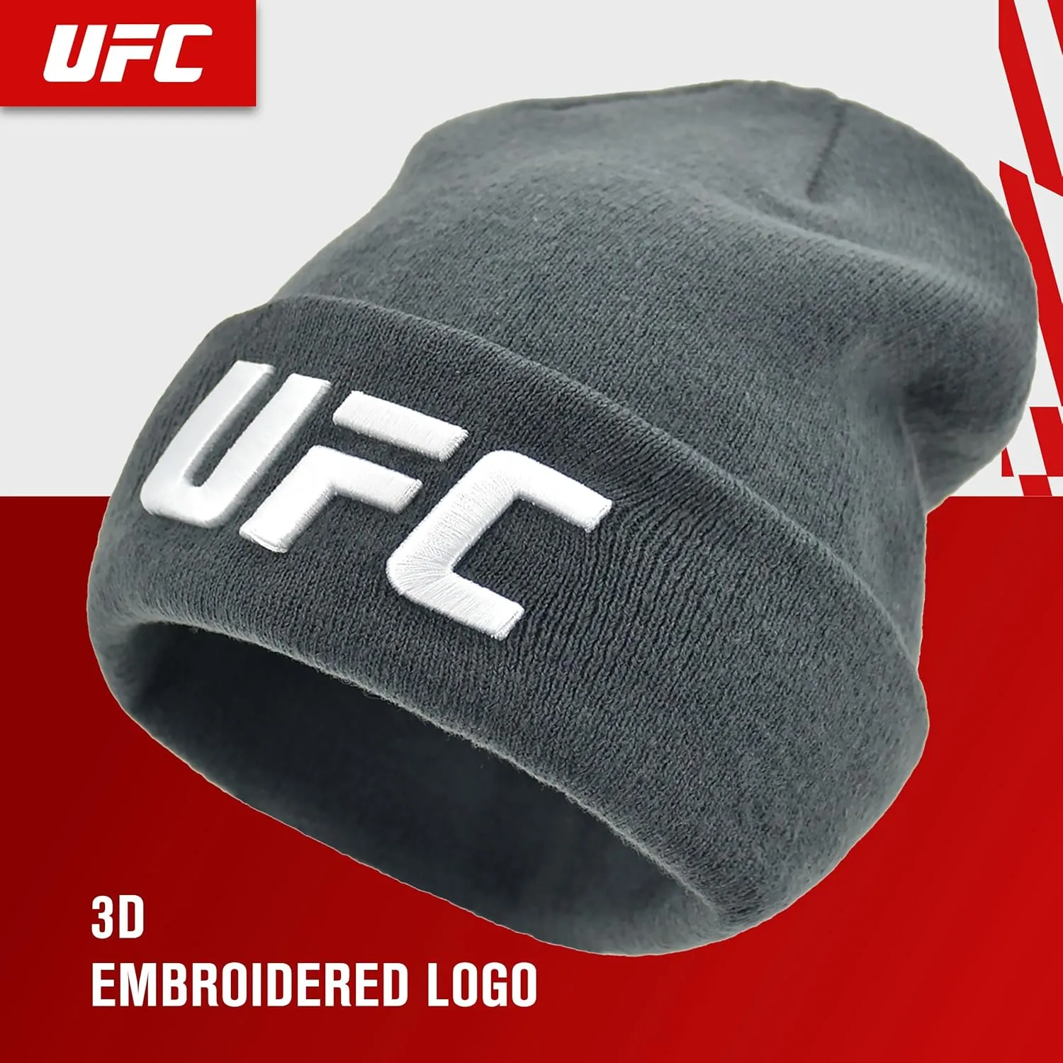 Concept One UFC Beanie Hat, Cuffed Winter Knit Cap with Logo