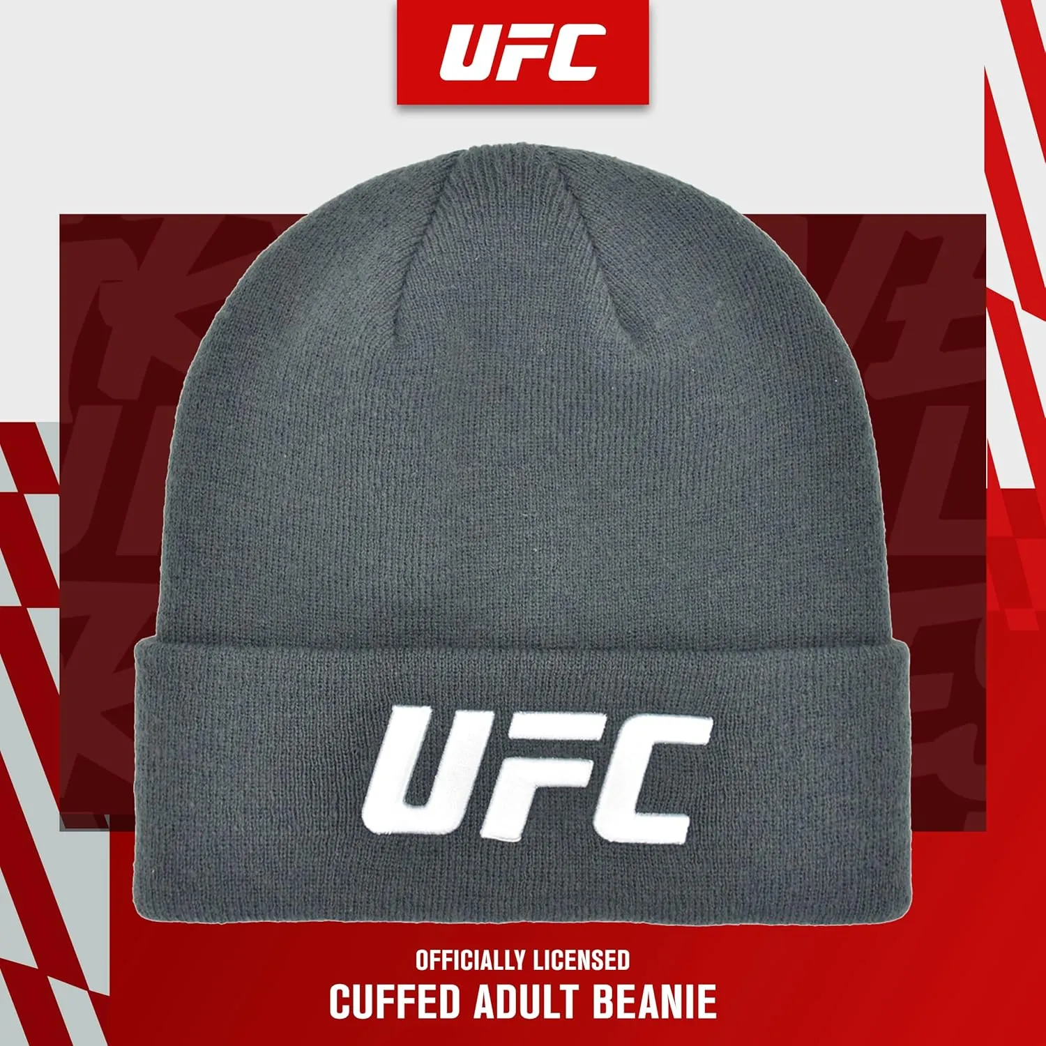Concept One UFC Beanie Hat, Cuffed Winter Knit Cap with Logo