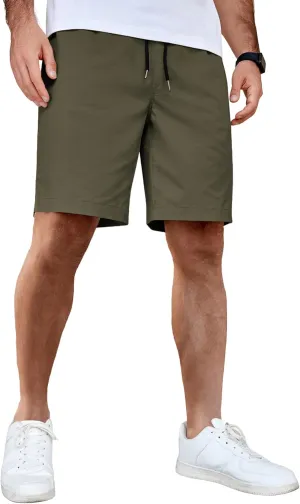 COOFANDY Men's Casual Shorts Cotton Elastic Waist Drawstring Shorts Lightweight Summer Beach Shorts