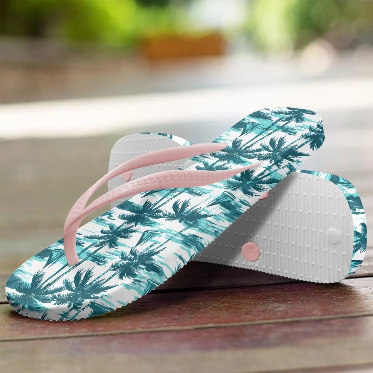 Creative Plant Print Flip Flops for Women Fit Comfort Flat Shower Sandals Lightweight Casual Ladies Slippers Beach Vacation Essentials