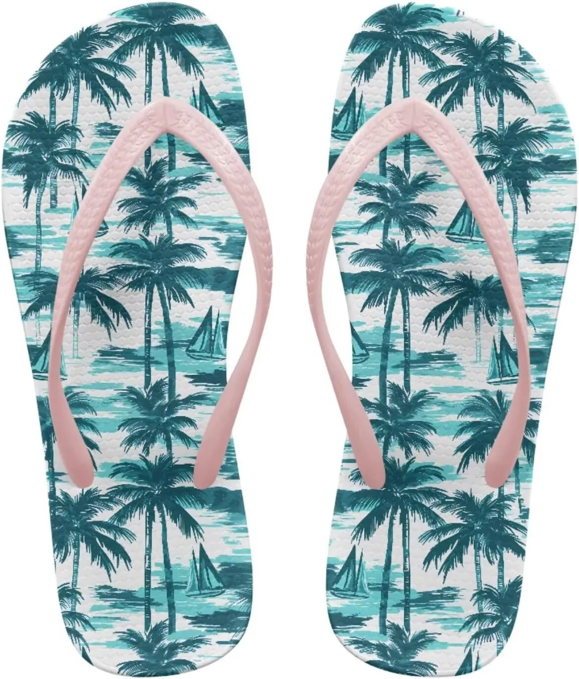 Creative Plant Print Flip Flops for Women Fit Comfort Flat Shower Sandals Lightweight Casual Ladies Slippers Beach Vacation Essentials