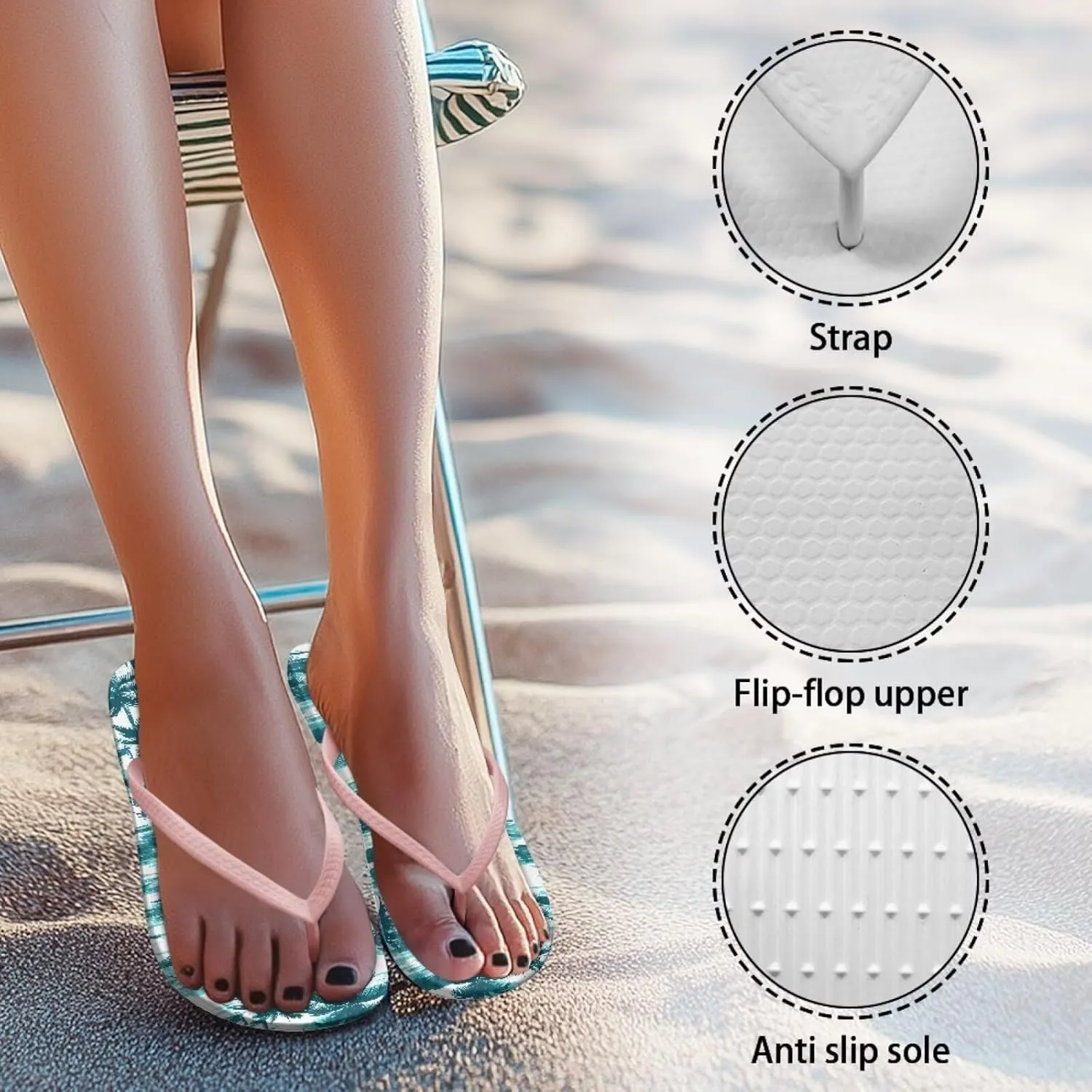 Creative Plant Print Flip Flops for Women Fit Comfort Flat Shower Sandals Lightweight Casual Ladies Slippers Beach Vacation Essentials