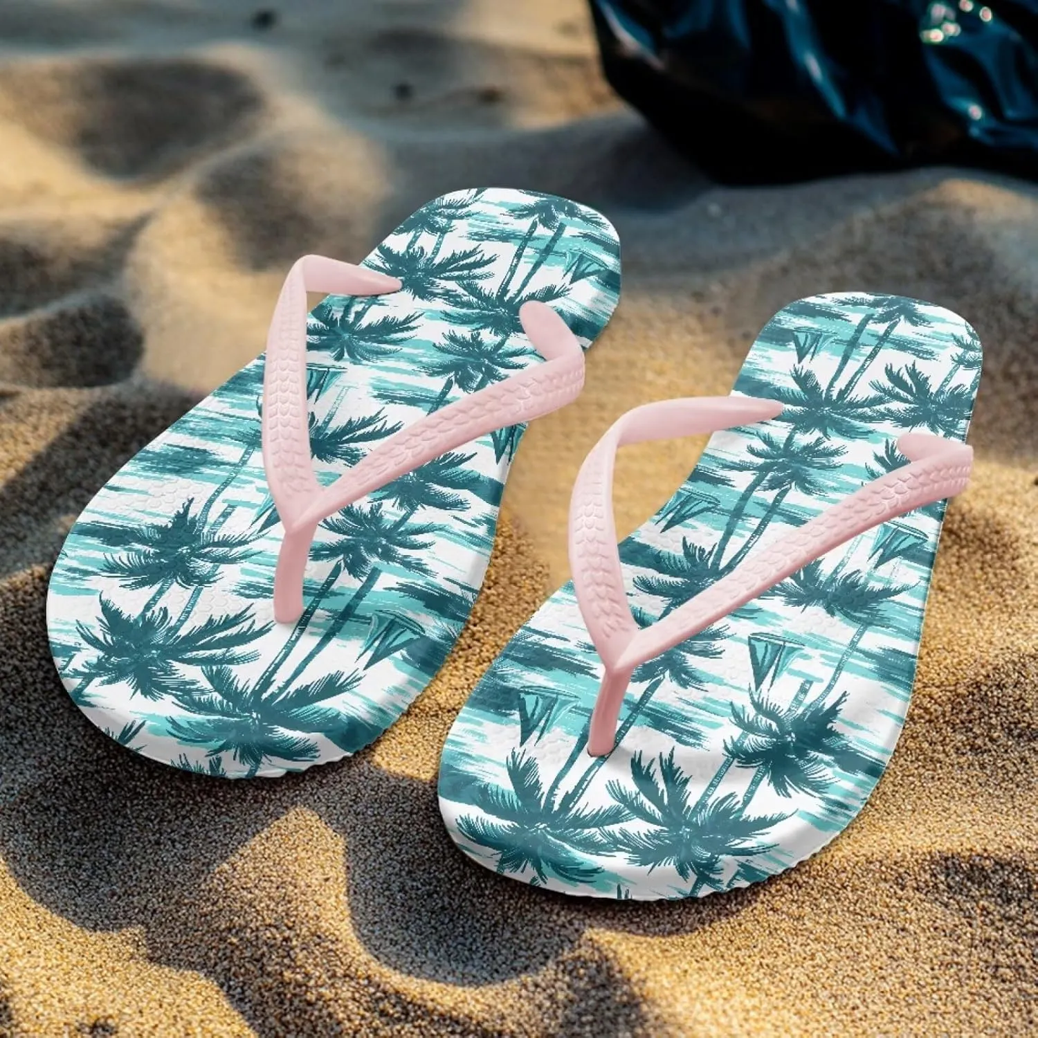 Creative Plant Print Flip Flops for Women Fit Comfort Flat Shower Sandals Lightweight Casual Ladies Slippers Beach Vacation Essentials