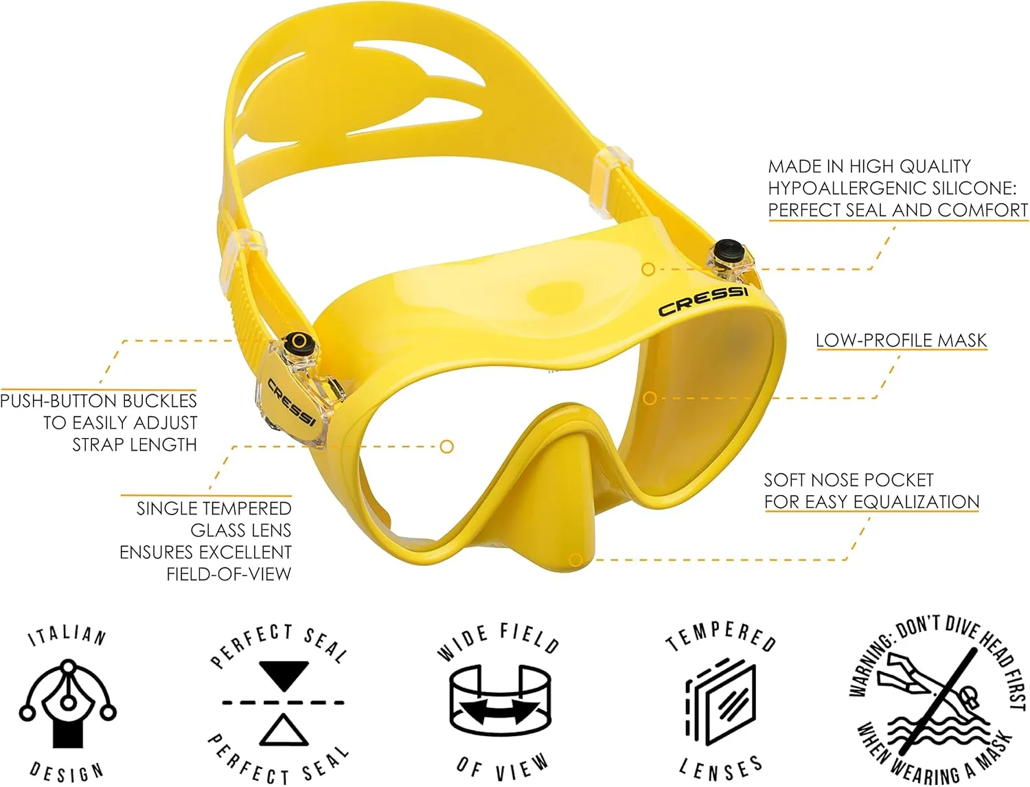 Cressi Adult Snorkeling Set - F1 Mask   Supernova Dry Snorkel   Palau SAF Fins- Snorkeling Set- Designed in Italy