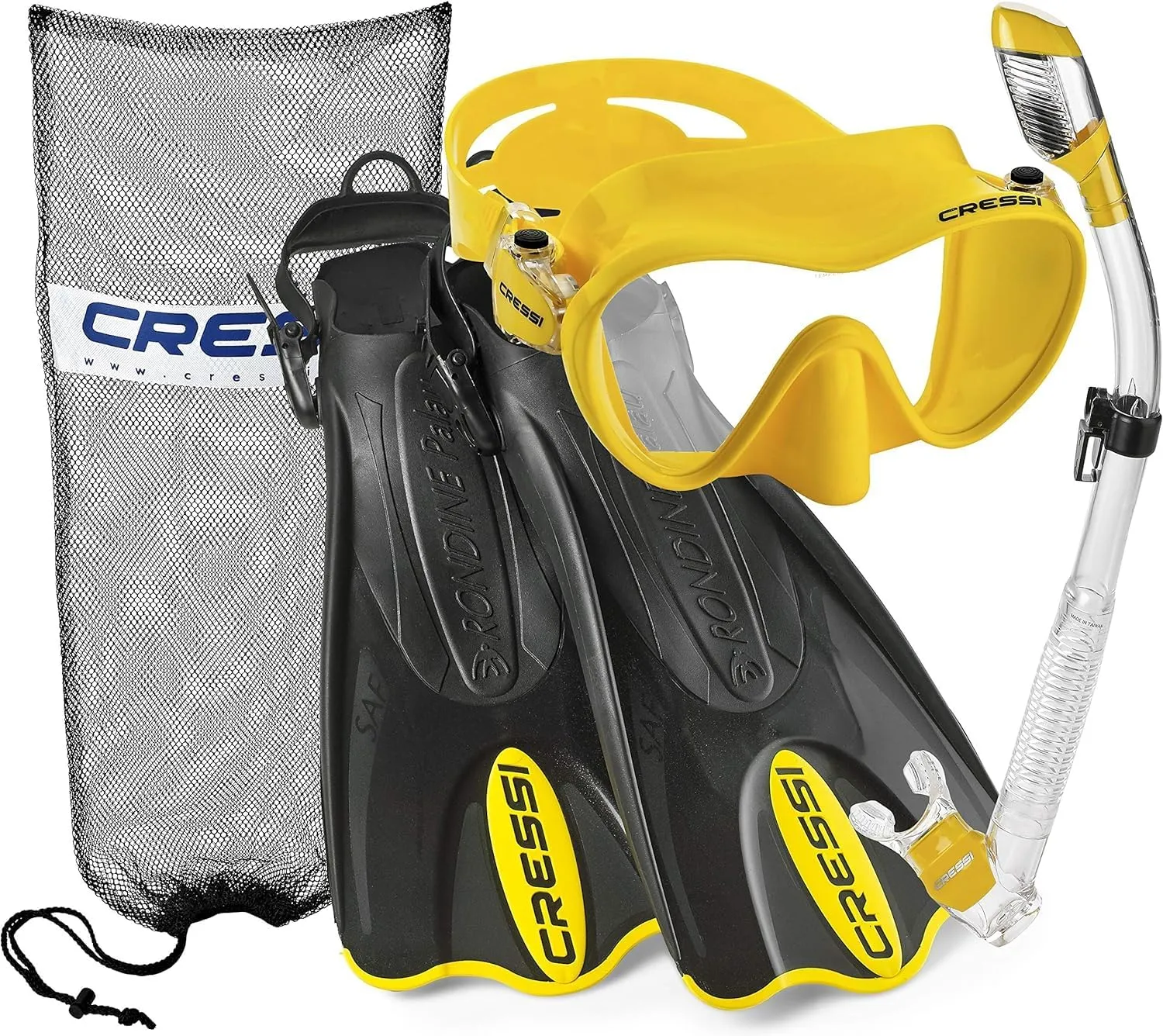 Cressi Adult Snorkeling Set - F1 Mask   Supernova Dry Snorkel   Palau SAF Fins- Snorkeling Set- Designed in Italy