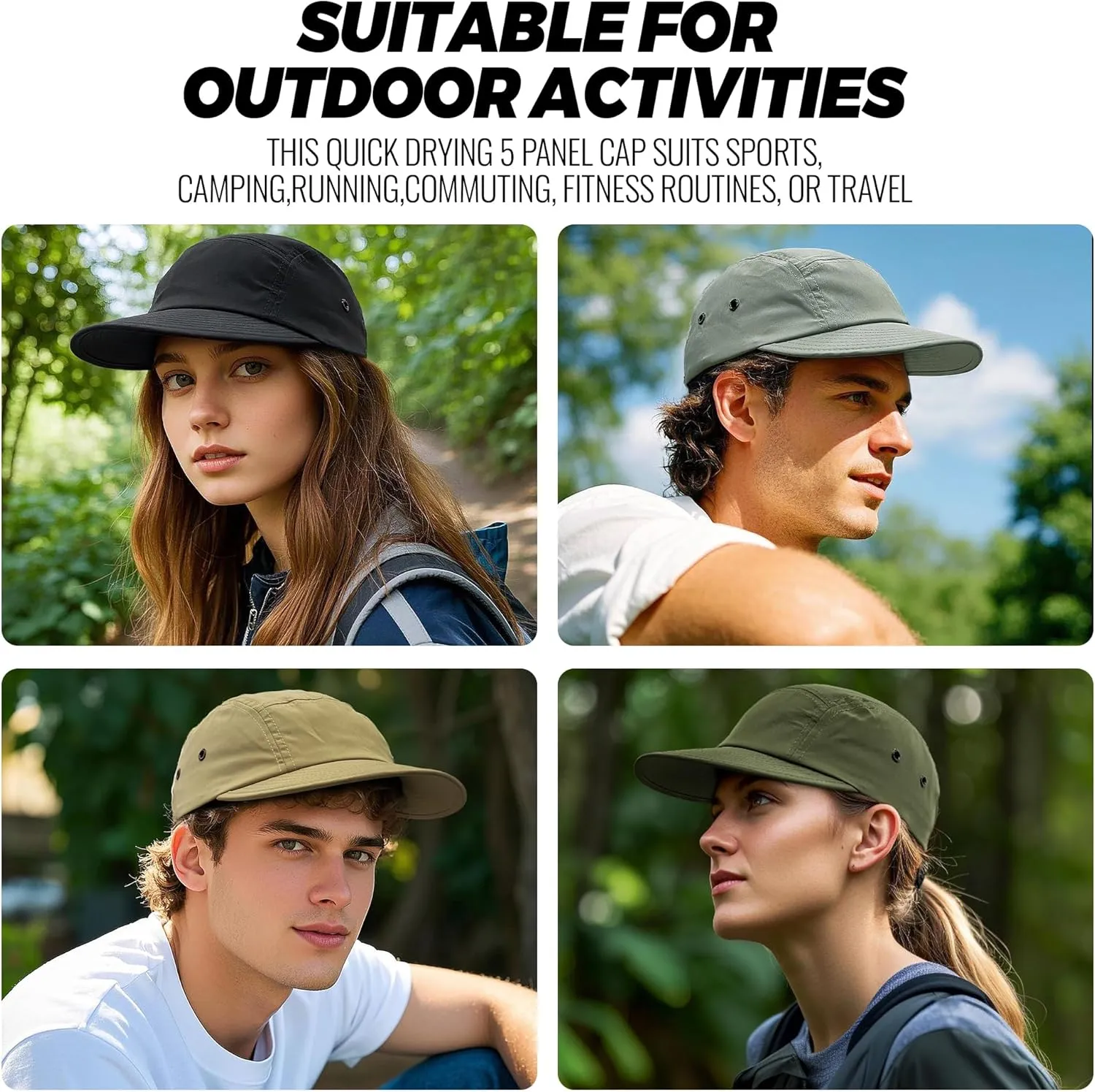 Croogo 5 Panel Hats Cooling Baseball Cap Flat Brim Hats for Men Quick Dry Trucker Hat Camper Cap UPF50  Sun Hats