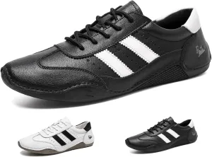 Cubicbee Mens Lace Up PU Leather Sneakers Comfort Low-top Flat Walking Shoes Casual Breathable Fashion Sneakers Non-Slip Couple Shoes
