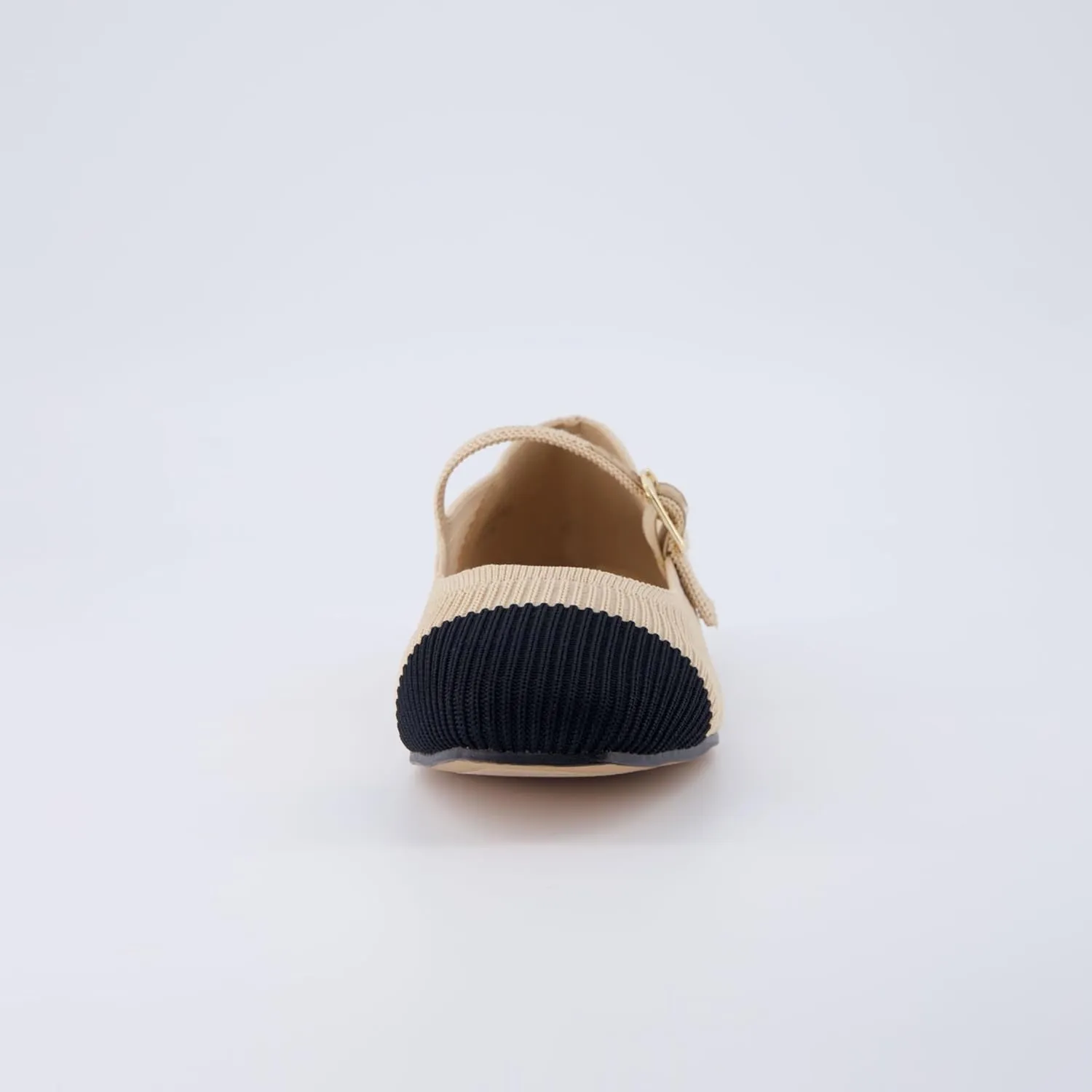 CUSHIONAIRE Women's Petal Mary Jane Knit Flat – Stretchy Textured Fabric, Adjustable Strap, Memory Foam, Available in Wide Widths, Comfortable & Lightweight