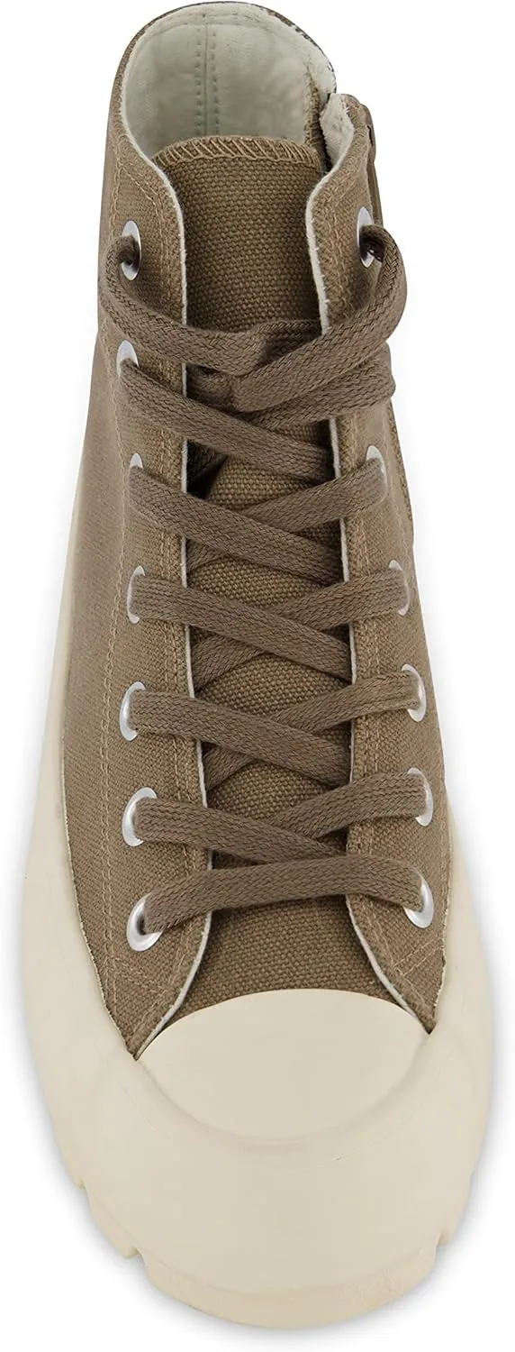 CUSHIONAIRE Women's Vespa high top Canvas Sneaker  Memory Foam and Side Zipper