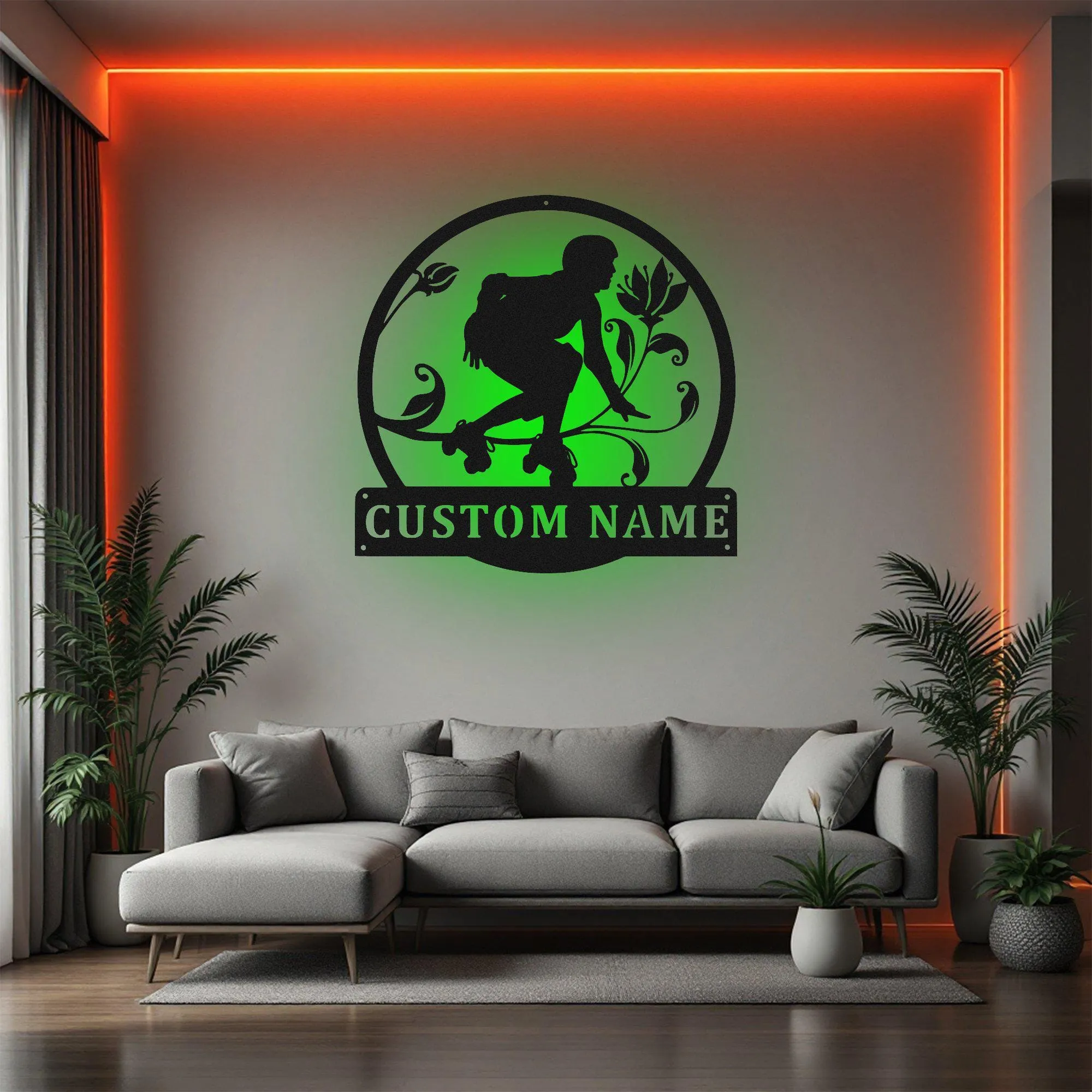 Custom Roller Derby Metal Wall Art With Led Light, Personalized Roller Derby Name Sign Decoration For Room, Roller Derby Metal Home Decor