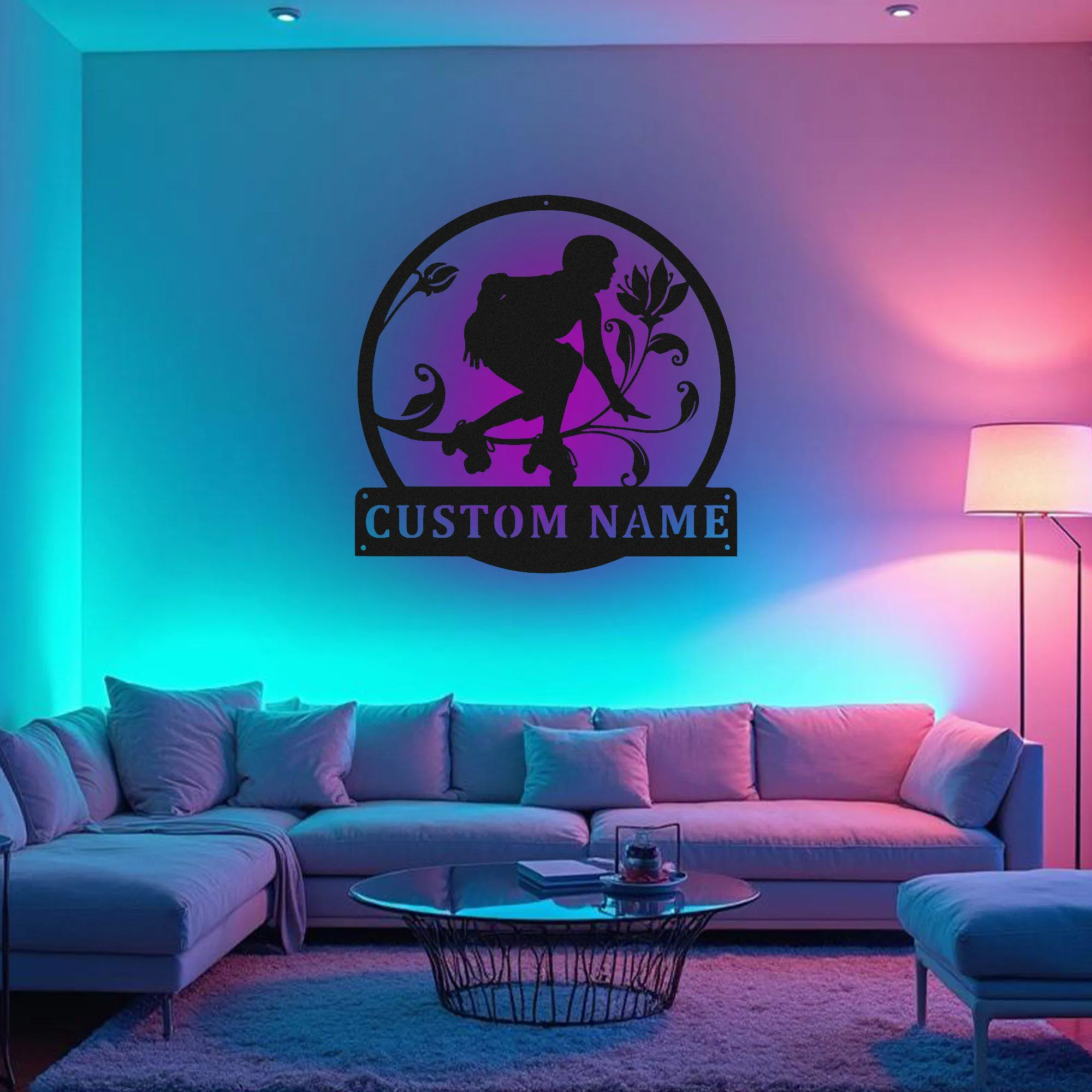 Custom Roller Derby Metal Wall Art With Led Light, Personalized Roller Derby Name Sign Decoration For Room, Roller Derby Metal Home Decor