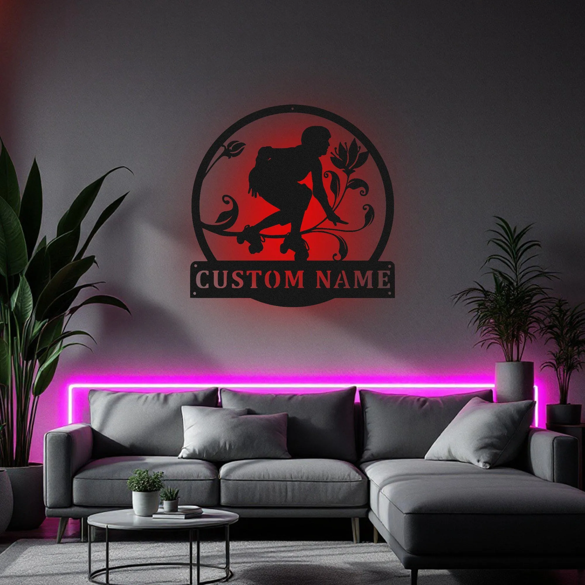 Custom Roller Derby Metal Wall Art With Led Light, Personalized Roller Derby Name Sign Decoration For Room, Roller Derby Metal Home Decor