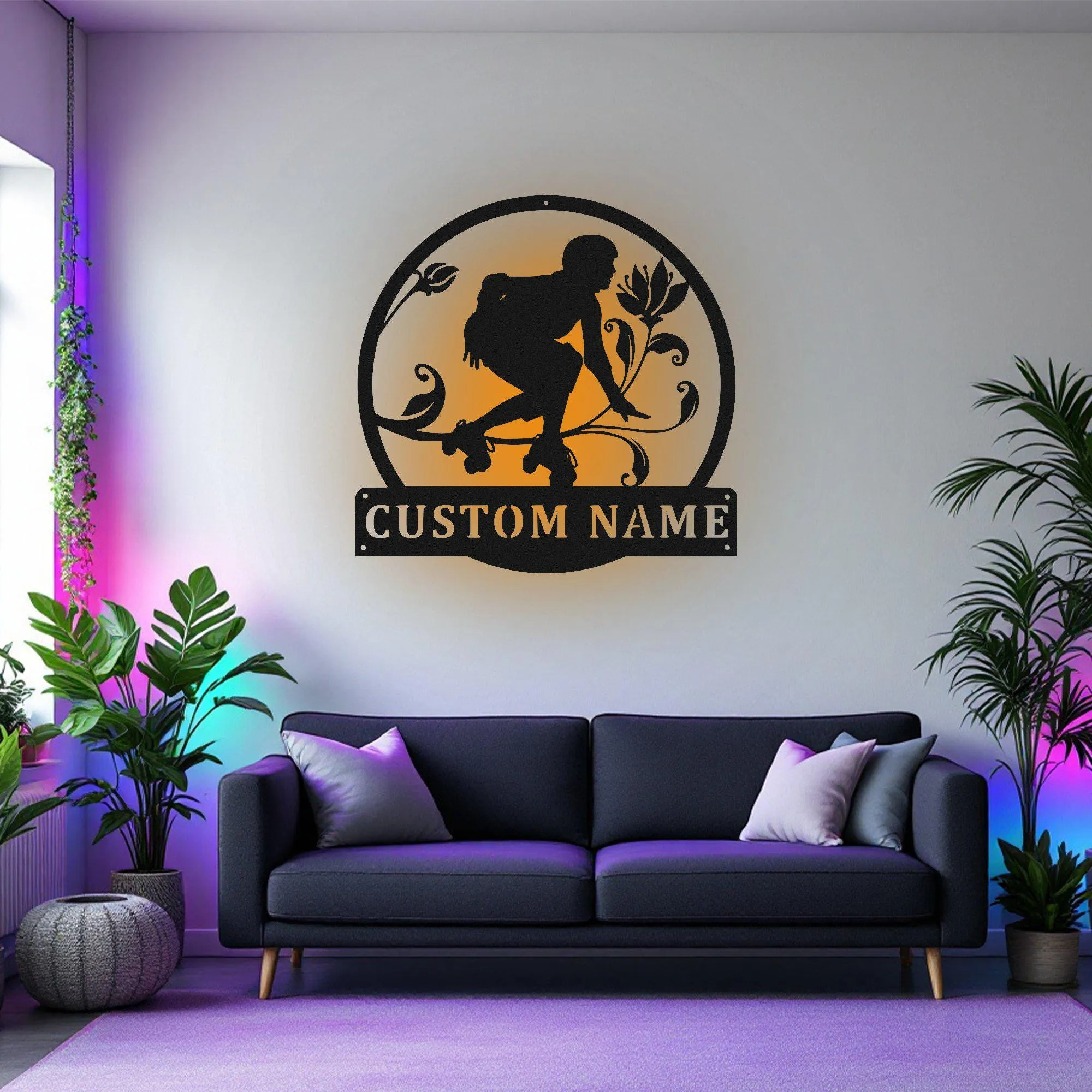 Custom Roller Derby Metal Wall Art With Led Light, Personalized Roller Derby Name Sign Decoration For Room, Roller Derby Metal Home Decor