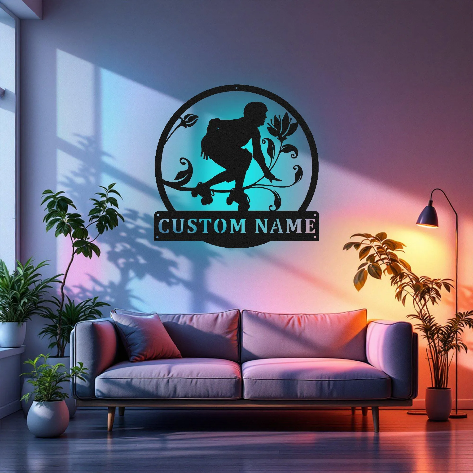 Custom Roller Derby Metal Wall Art With Led Light, Personalized Roller Derby Name Sign Decoration For Room, Roller Derby Metal Home Decor