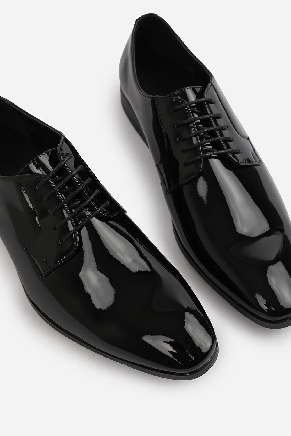 DAVID LACE UP DERBY FORMAL DRESS WORK SHOES IN BLACK PATENT