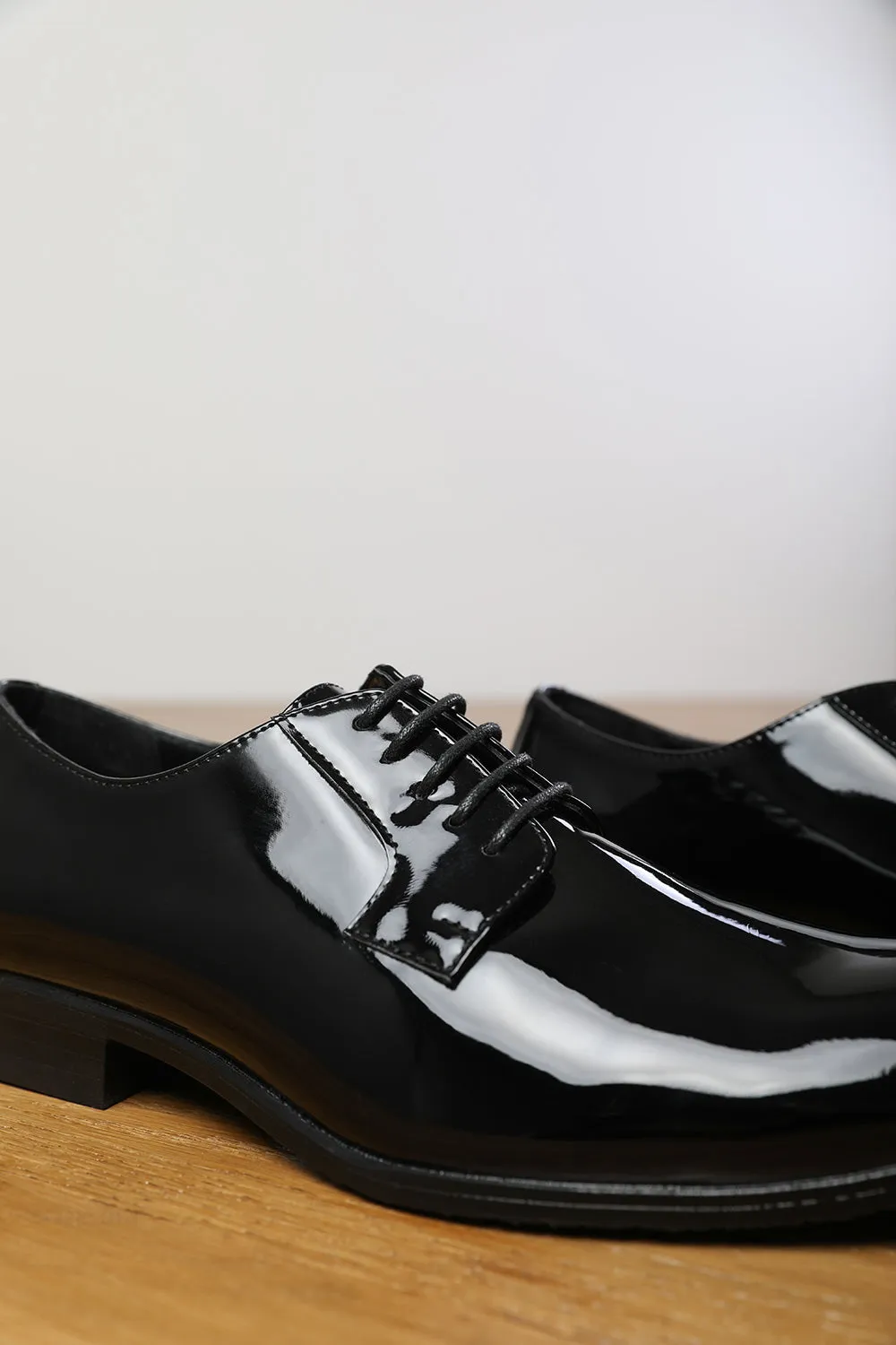 DAVID LACE UP DERBY FORMAL DRESS WORK SHOES IN BLACK PATENT