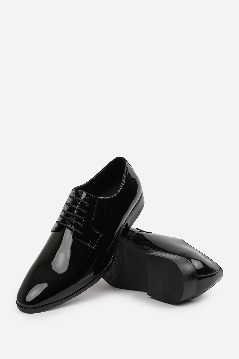 DAVID LACE UP DERBY FORMAL DRESS WORK SHOES IN BLACK PATENT