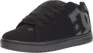 DC Men's Court Graffik Casual Low Top Skate Shoe Sneaker, Black/Heather Grey SE, 9.5