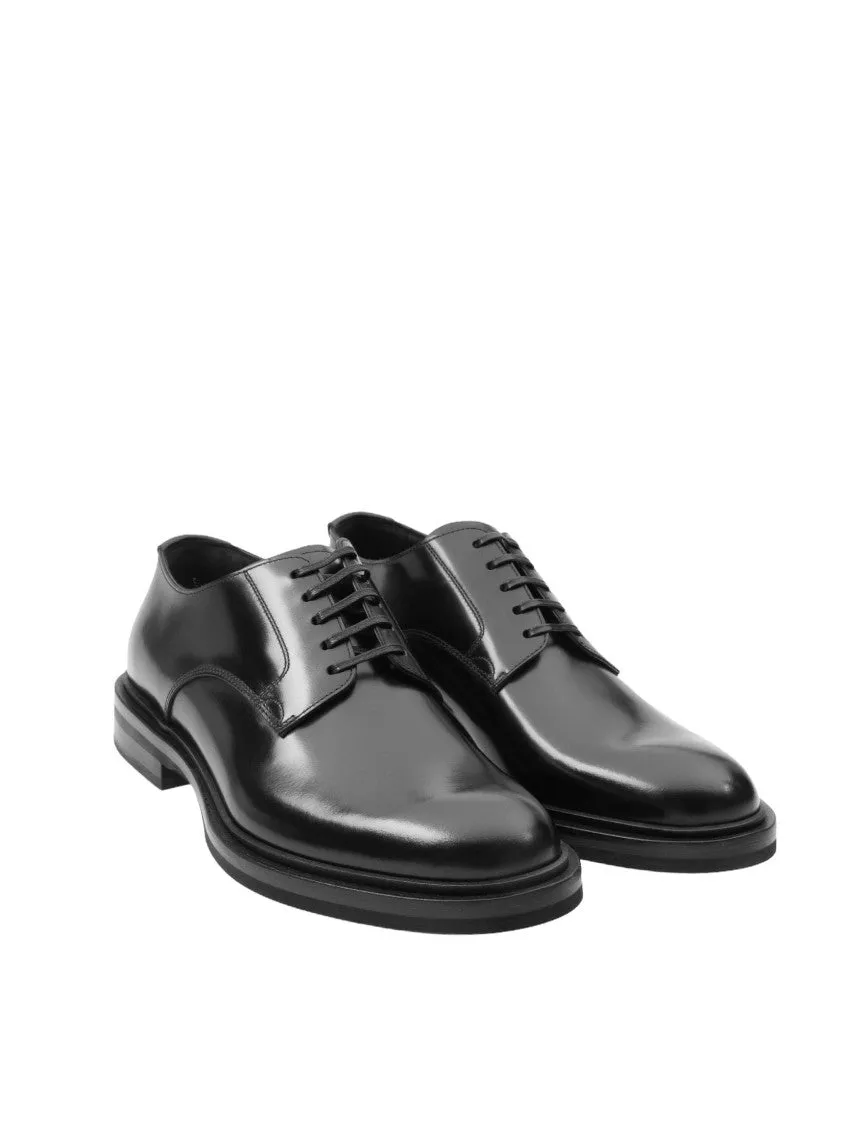 Derby In Black Brushed Calfskin