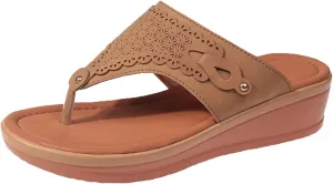 Dheva-C Orthopedic Sandals for Women, Women Walking Slippers with Arch Support Anti-Slip Breathable Bohemia Comfortable Sandal Slip On Flip Flops (Brown-c, 6.5)