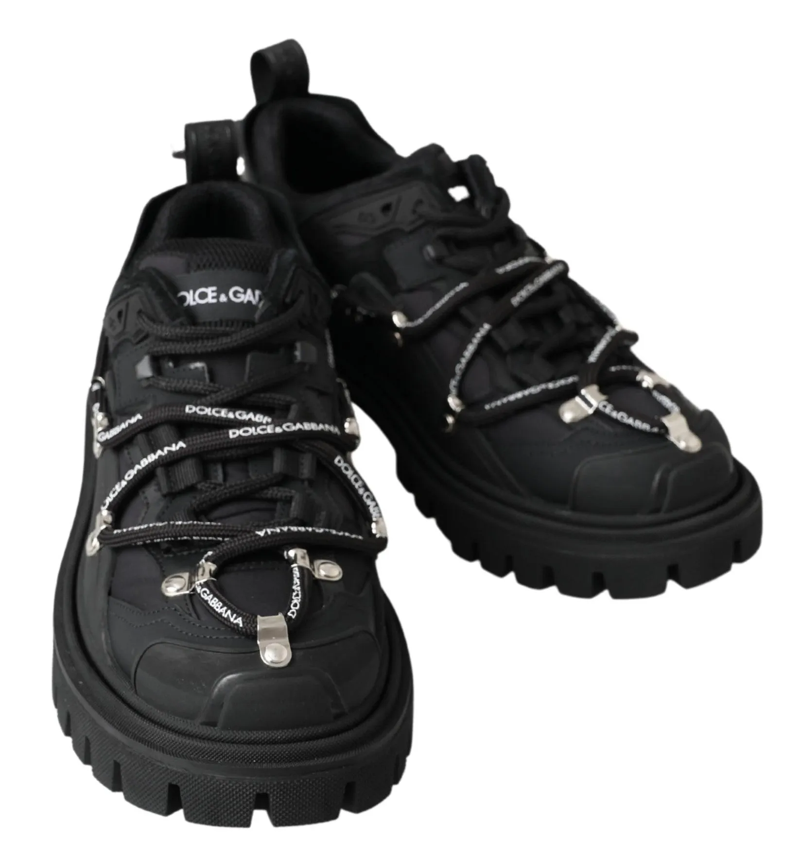 Dolce & Gabbana Portofino Black Leather Sneakers
